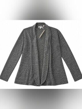 Carol Rose Black And White Open Drape Cardigan